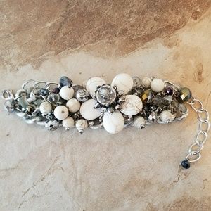 White Porcelain/Ceramic Flower Bracelet